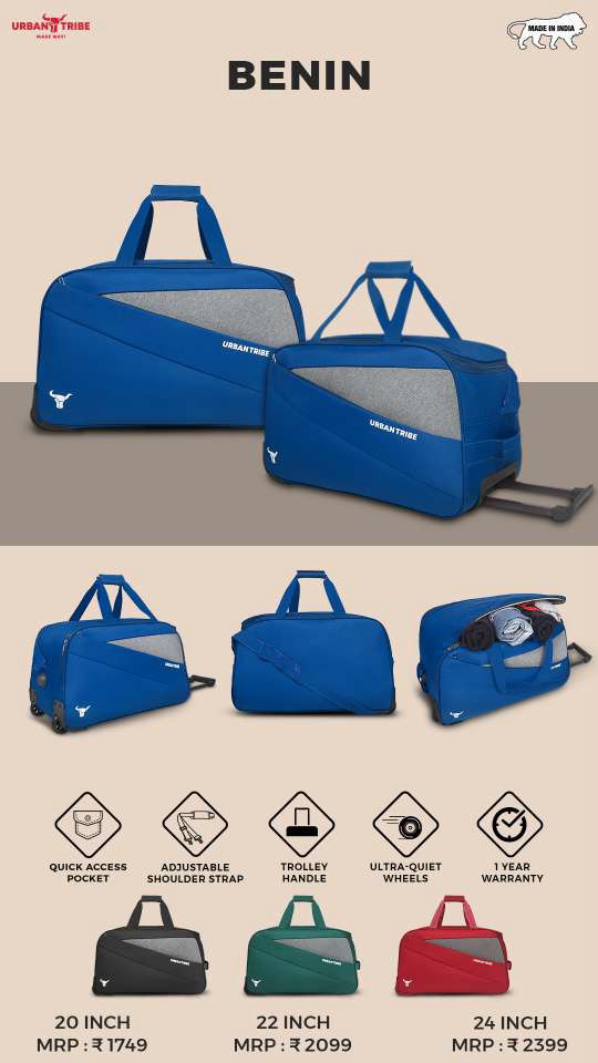 BENIN – Colourblocked Duffle Trolley Bag